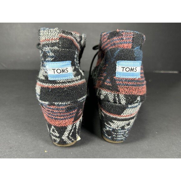 TOMS Boho Navajo Desert Wedge Booties in Aztec Jacquard Size 10 - Picture 4 of 12